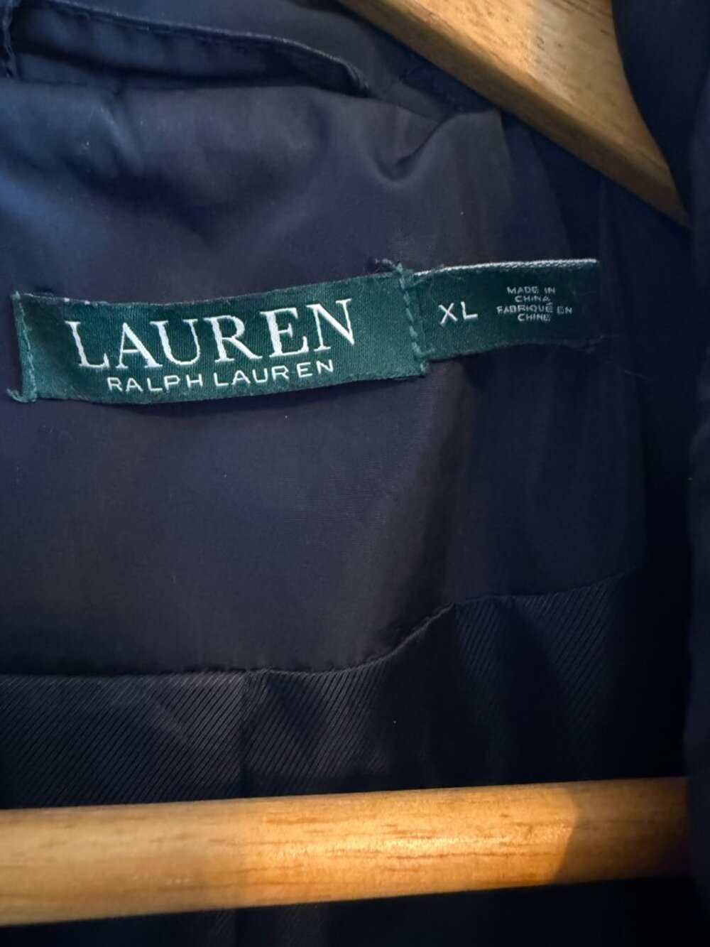 Lauren Ralph Lauren Navy Quilted Jacket Women XL Faux Leather Trim LRL - Picture 11 of 11